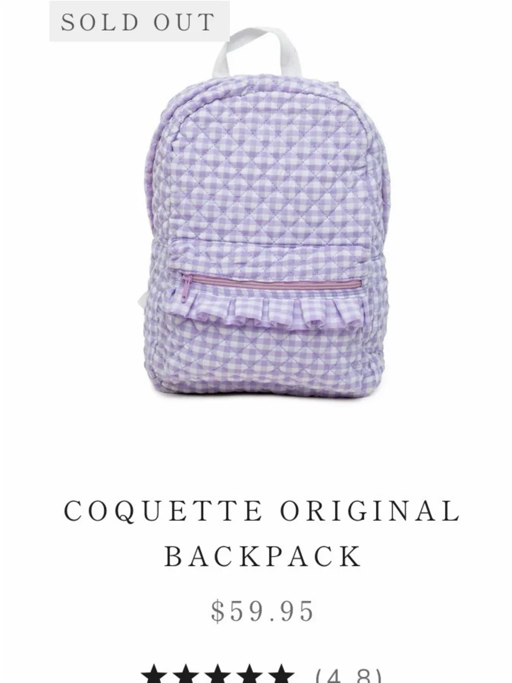 Coquette Original Kids Backpack in Lavender Gingham